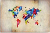 Schilderij Gekleurde wereldkaart, 4 maten