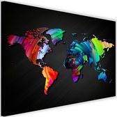 Schilderij Wereldkaart in verschillende kleuren, 2 maten