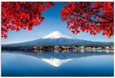 Schilderij Uitzicht op Fuji, 4 maten, blauw/rood, Premium print