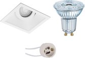 LED Spot Set - OSRAM Parathom PAR16 940 36D - Pragmi Zano Pro - GU10 Fitting - Dimbaar - Inbouw Vierkant - Mat Wit - 3.7W - Natuurlijk Wit 4000K - Kantelbaar - 93mm - BES LED