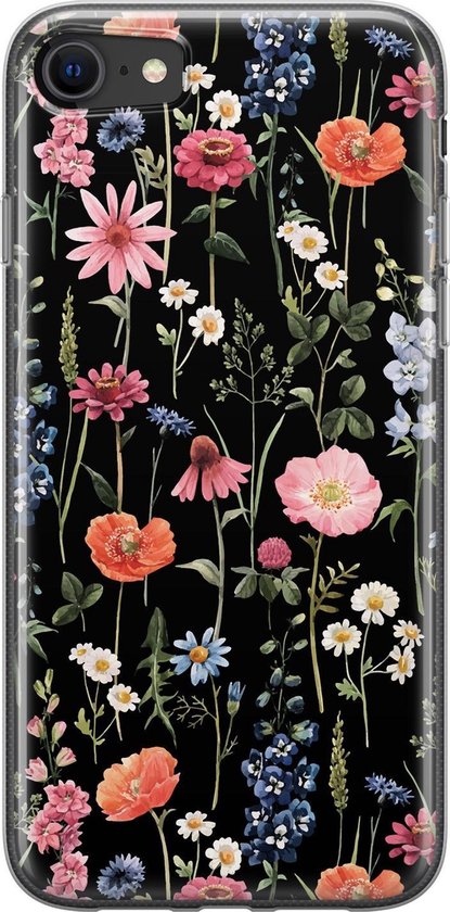 markeerstift Versterken vloeiend iPhone SE 2020 hoesje siliconen - Dark flowers - Soft Case Telefoonhoesje -  Bloemen -... | bol.com