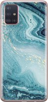 Samsung Galaxy A51 hoesje siliconen - Marmer blauw - Soft Case Telefoonhoesje - Marmer - Blauw