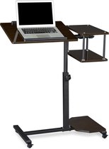 Relaxdays Laptoptafel op wieltjes XL - laptopstandaard - 4 planken - ook linkshandigen - zwart