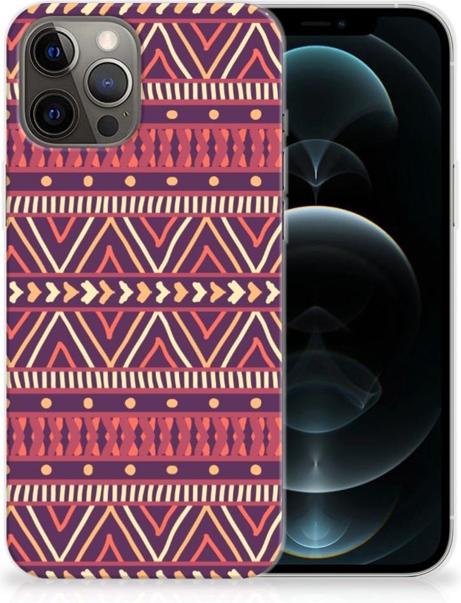 Back Cover voor iPhone 12 Pro Max TPU bumper Aztec Paars