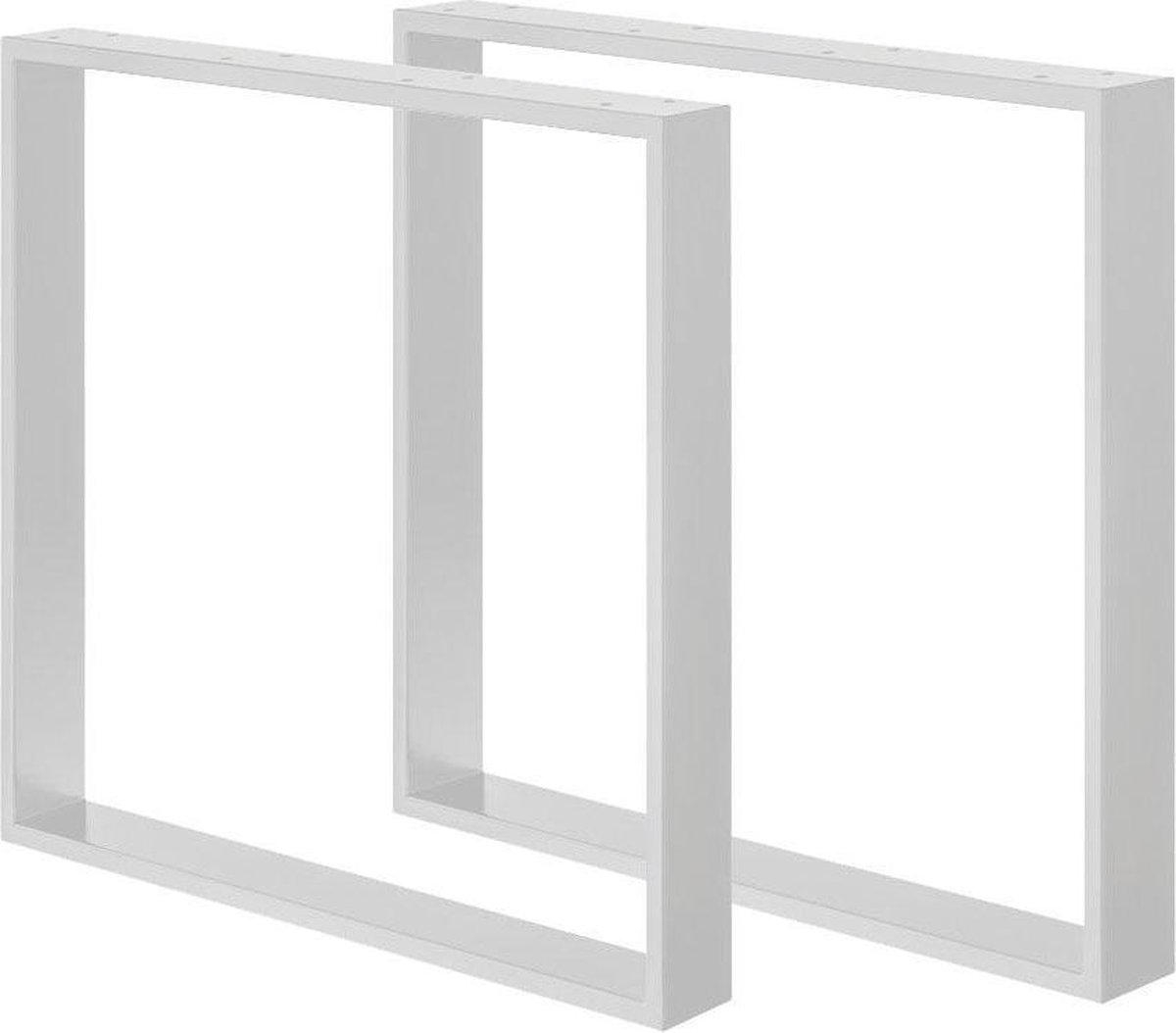 Furniture Legs Europe FLE - Stalen U tafelpoot wit gepoedercoat 80 bij 8 cm en hoogte 72 cm (koker 2 x 8 cm) - 2 stuks