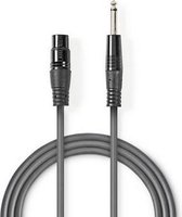 Nedis Ongebalanceerde Audiokabel | XLR 3-Pins Female | 6,35 mm Male | Vernikkeld | 3.00 m | Rond | PVC | Donkergrijs | Kartonnen Sleeve