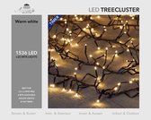 1x Kerstverlichting clusterverlichting met timer en dimmer 1536 lampjes warm wit  20 mtr - Voor binnen en buiten gebruik