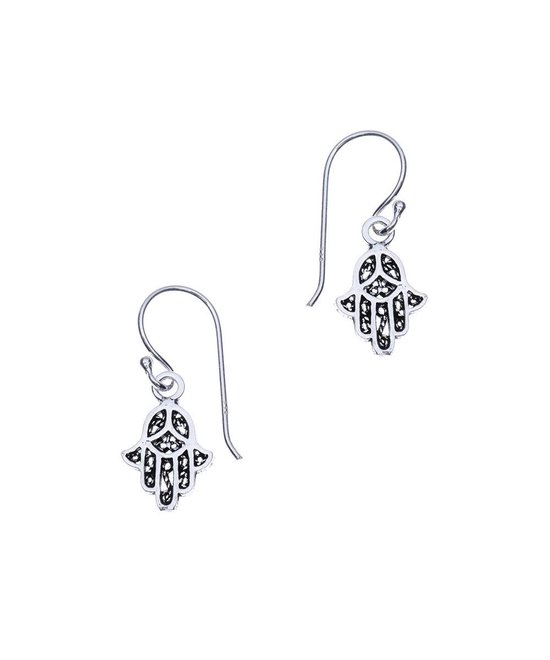 Foto: Oorbellen dames hangers zilveren oorhangers hamsa welovesilver