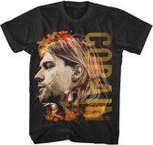 Kurt Cobain Heren Tshirt -M- Coloured Side View Zwart
