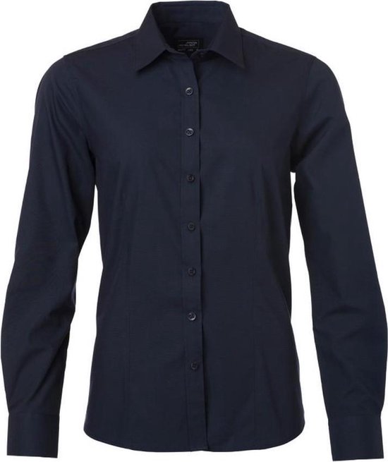 Foto: James and nicholson dames dames poplin shirt met lange mouwen marine 