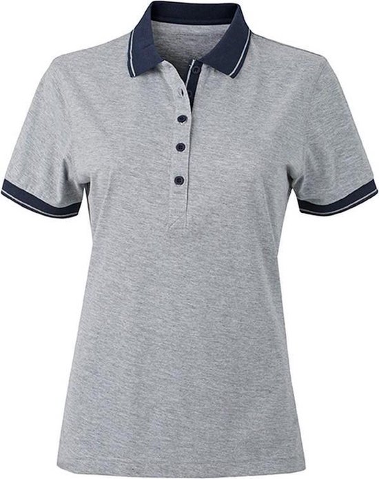 James and Nicholson Femmes / Femmes Heather Polo (Gris chiné / marine)
