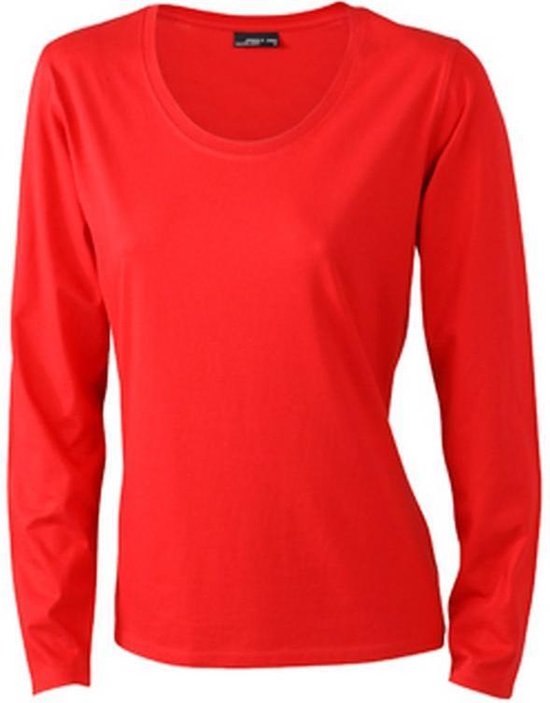 Foto: James and nicholson dames dames t shirt met lange mouwen medium long sleeved rood 