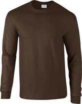 Gildan Heren Effen Bemanningsleden Hals Ultra Katoen Lange Mouw T-Shirt (Donkere chocolade)