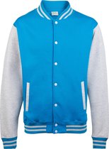 Awdis Kinder Unisex Varsity Jacket / Schoolkleding (Sapphire Blue / heather Grey)