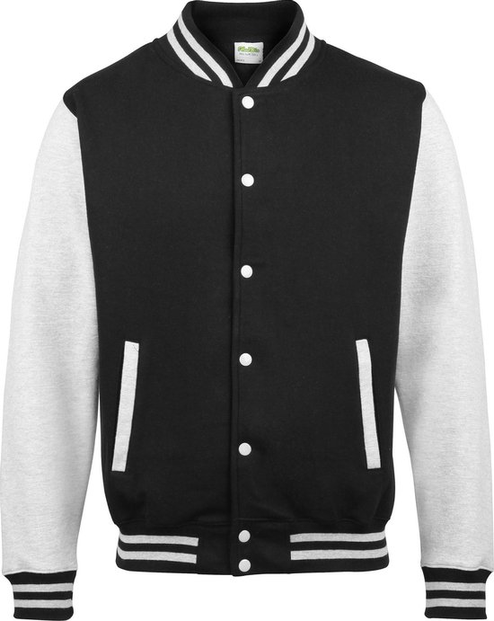 Awdis Kinder Unisex Varsity Jacket / Schoolkleding (Jet Zwart / Heide Grijs)