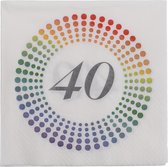 20x Leeftijd 40 jaar themafeest/verjaardag servetten 33 x 33 cm confetti - Papieren feest wegwerp tafeldecoraties