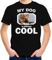 Duitse herder honden t-shirt my dog is serious cool zwart - kinderen - Duitse herders liefhebber cadeau shirt XL (158-164)