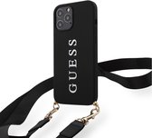 iPhone 12 Pro Max Backcase hoesje - Guess - Effen Zwart - Kunstleer