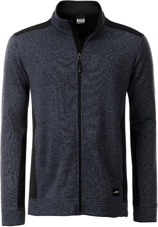 Veste polaire Vêtements de travail hommes James and Nicholson (Carbon Grey Melange / Zwart)