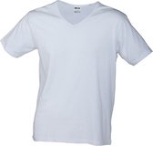 James and Nicholson Heren Slim Fit V Hals T-Shirt (Wit)
