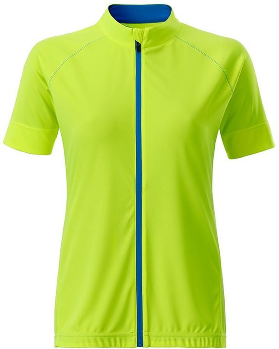 James and Nicholson Dames/damesfietsen Volle Ritssluiting T-Shirt (Helder geel/rechterblauw)
