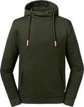 Russell Volwassenen Unisex Pure Organic High Collar Hooded Sweatshirt (Donkere Olijf)