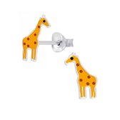 Oorbellen kinderen | Zilveren oorstekers, giraffe