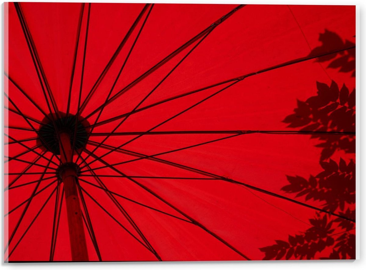 Acrylglas - Rode Parasol - 40x30cm Foto op Acrylglas (Met Ophangsysteem)