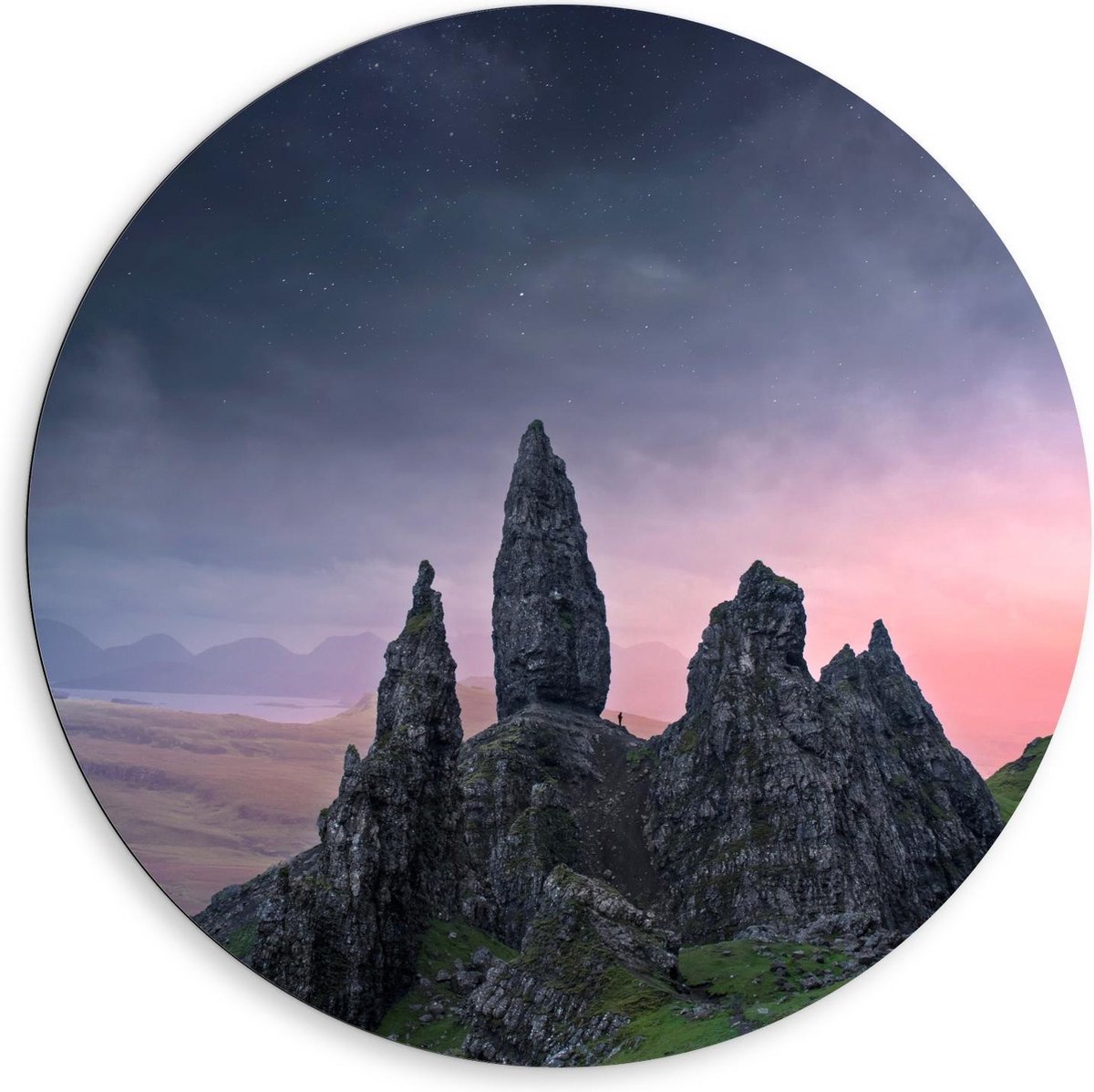 Dibond Wandcirkel - Rotsachtige Bergen - 80x80cm Foto op Aluminium Wandcirkel (met ophangsysteem)