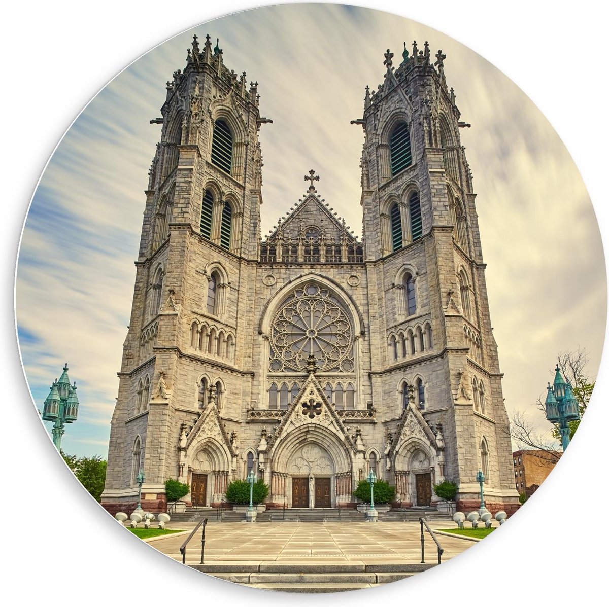 KuijsFotoprint Schilderij - Cathedral Basilica The Sacred Heart New Jersey - Wit, Blauw En Grijs - 80 X 80 Cm