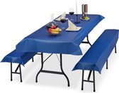 Relaxdays tafelkleed biertafel en banken - hoezen set biertent - 250 x 100 cm - tafellaken - blauw