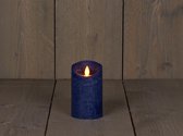 Kaars met bewegende vlam rustiek antiek blauw 7,5x12,5cm
