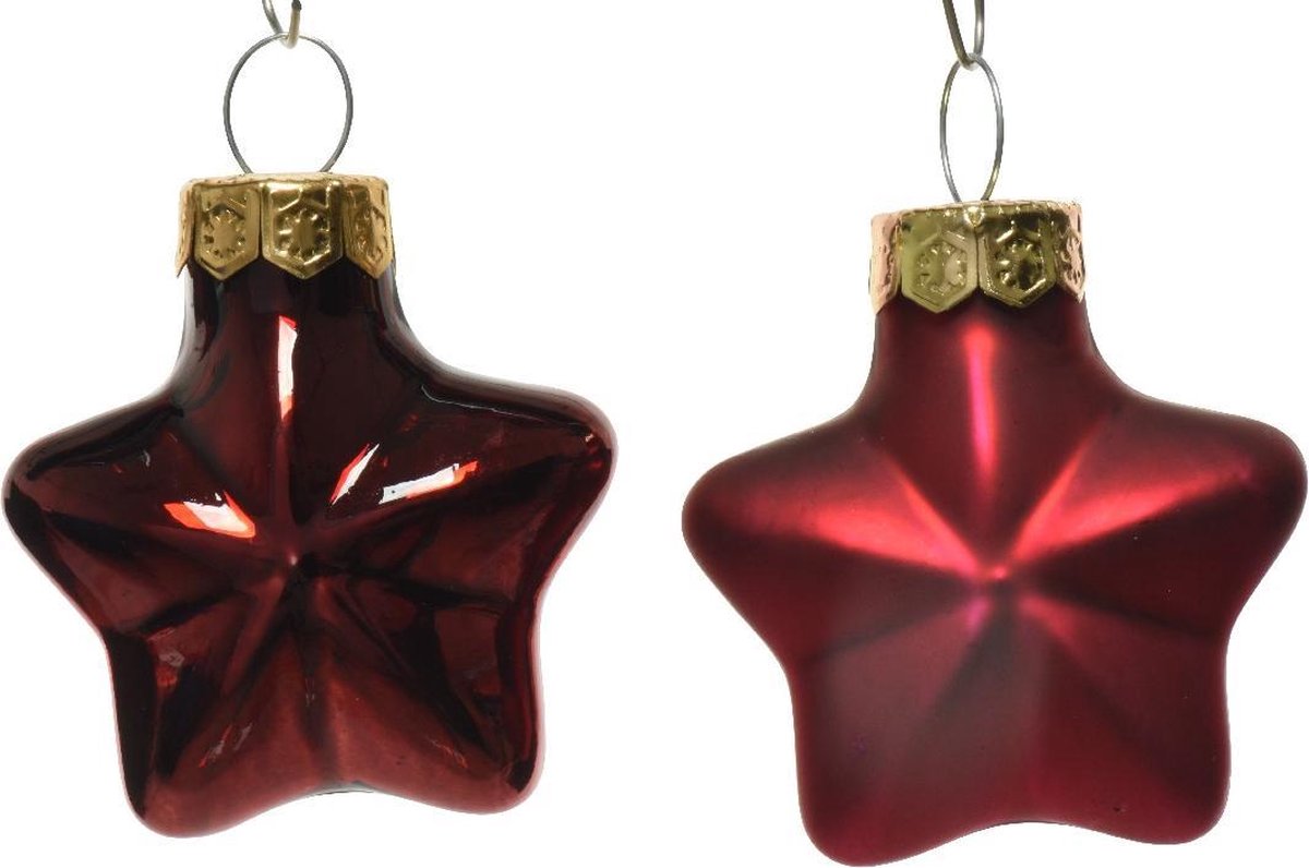 Decoris Ster Glas Glans-Mat Ossenbloed 2x4.5x4cm