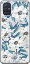 Casimoda® hoesje - Geschikt voor Samsung A51 - Bloemen / Floral blauw - Backcover - Siliconen/TPU - Blauw