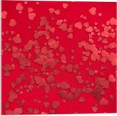 Acrylglas - Rode Hartjes - 50x50cm Foto op Acrylglas (Met Ophangsysteem)