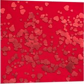 Acrylglas - Rode Hartjes - 80x80cm Foto op Acrylglas (Wanddecoratie op Acrylglas)