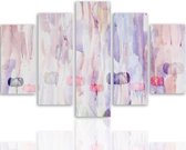 Schilderij , Bloemen in pastel kleuren ,4 maten , 5 luik , multikleur, wanddecoratie , Premium print , XXL