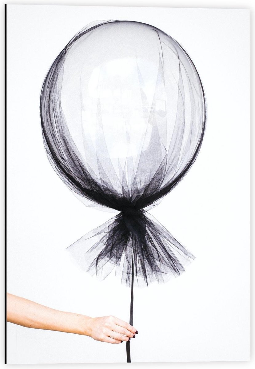 Dibond - Ballon met Mesh Stof - 40x60cm Foto op Aluminium (Wanddecoratie van metaal)