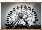 Schoolplaat – Reuzenrad (zwart/wit) - 150x100cm Foto op Textielposter (Wanddecoratie op Schoolplaat)