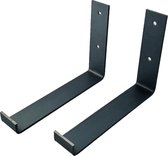 GoudmetHout Industriële Plankdragers L-vorm UP 20 cm - Staal - Mat Blank - 4 cm x 20 cm x 15 cm - Plankendrager