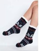 Teddy kachel sokken | kerst print | zwart
