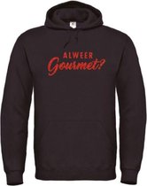 Kerst hoodie zwart - Alweer gourmet? - soBAD. | Kersttrui soBAD. | kerstsweaters volwassenen | kerst hoodie volwassenen | Kerst outfit | Foute kerst truien