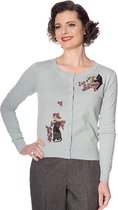 Dancing Days Cardigan -L- BLACK CAT BLOOM EMBROIDERY Blauw