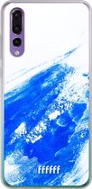 Huawei P30 Hoesje Transparant TPU Case - Blue Brush Stroke #ffffff