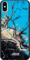 iPhone Xs Max Hoesje TPU Case - Blue meets Dark Marble #ffffff