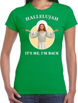 Hallelujah its me im back Kerst shirt / Kerst t-shirt groen voor dames - Kerstkleding / Christmas outfit S