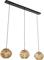 QAZQA canna - Landelijke Hanglamp voor boven de eettafel | in eetkamer - 1 lichts - Ø 23 cm - Naturel -  Woonkamer | Slaapkamer | Keuken