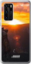 Huawei P40 Hoesje Transparant TPU Case - Rock Formation Sunset #ffffff