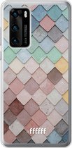 Huawei P40 Hoesje Transparant TPU Case - Colour Tiles #ffffff