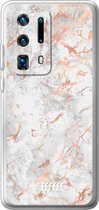 Huawei P40 Pro+ Hoesje Transparant TPU Case - Peachy Marble #ffffff